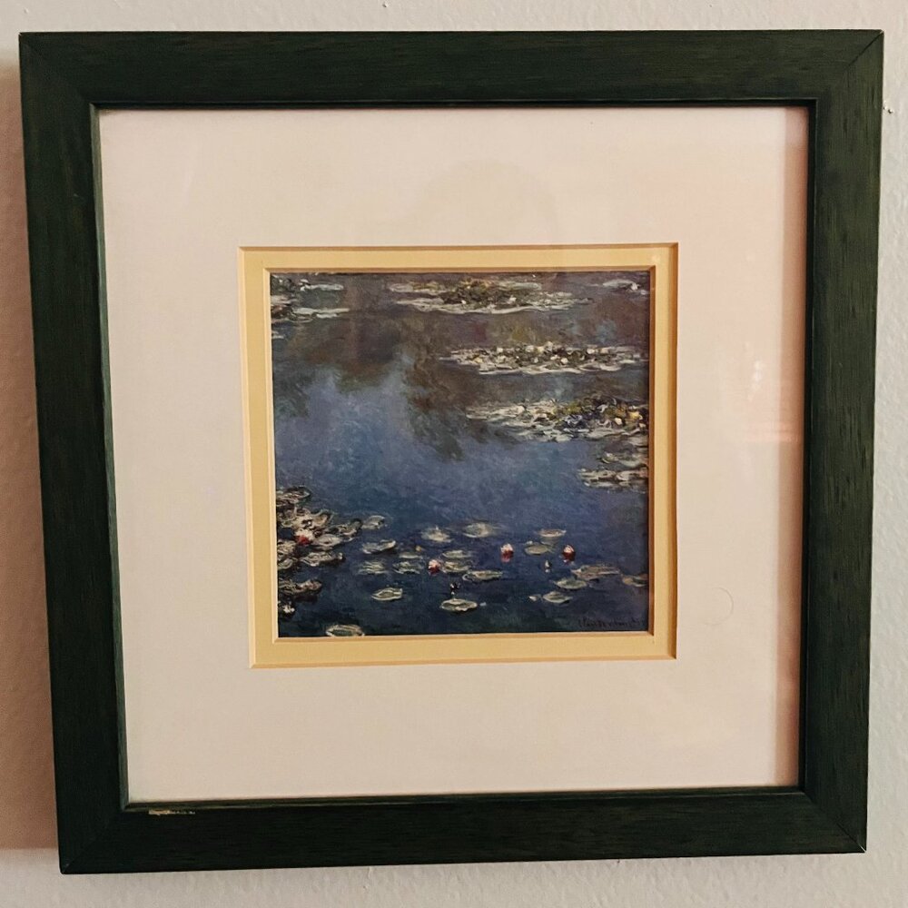 Claude Money Water Lilies Professionally Framed Print, 9.25"x9.25"